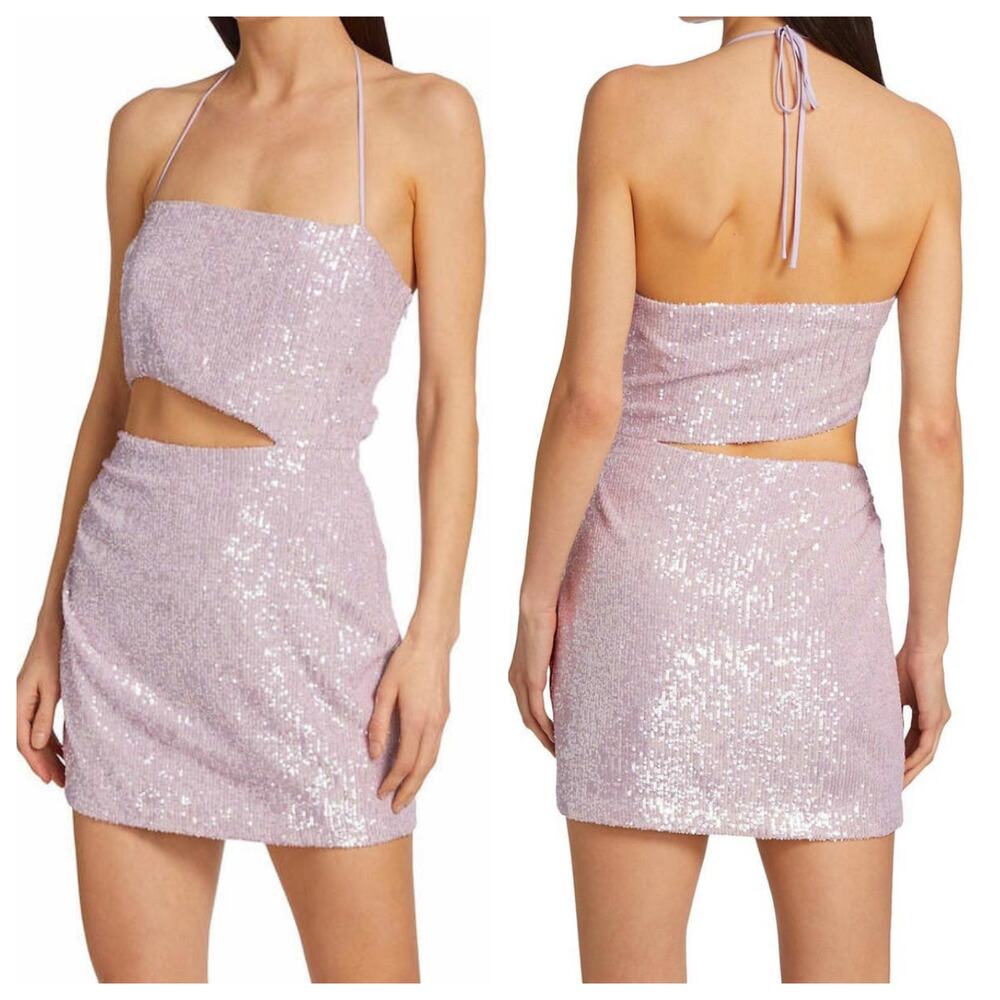 Amanda Uprichard Lavendar Sequin Halter Mini Dress